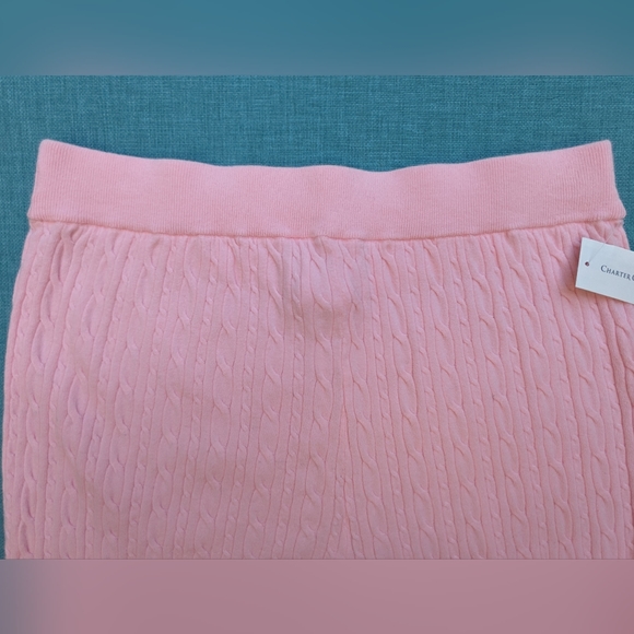 NWT Pink, Soft & Cozy Cable Knit, Wide Leg Charter Club Sugar Rush Pants, Large - Picture 5 of 10